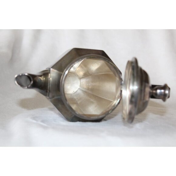 Antique Christofle France silver plated pitcher hot water wood handle art Deco - Picture 10 of 12